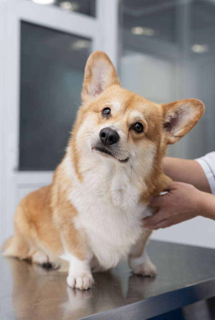 perro en clínica veterinaria